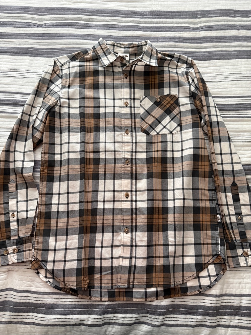 The North Face Men's Brown, Black & Cream Plaid Button-Down Shirt